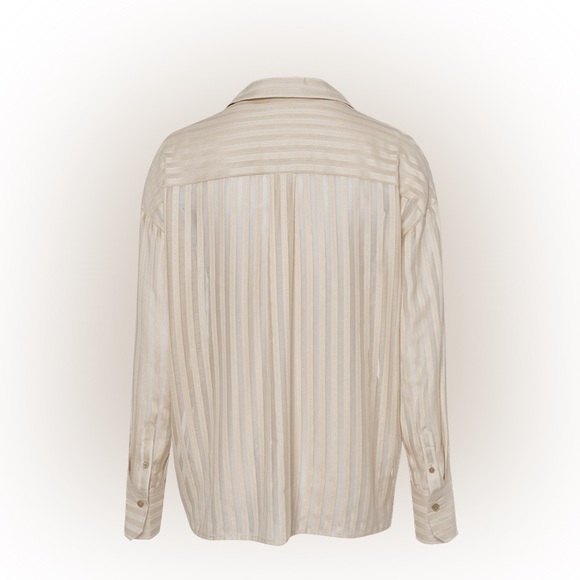 RIANI Striped Gold Voile Blouse Size 38 Women’s New With Tags Luxurious - Picture 3 of 12